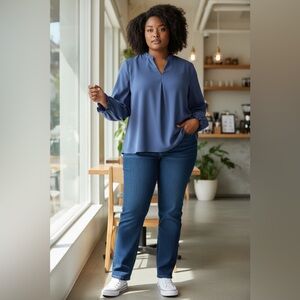 Elegant Blue Women's Blouse